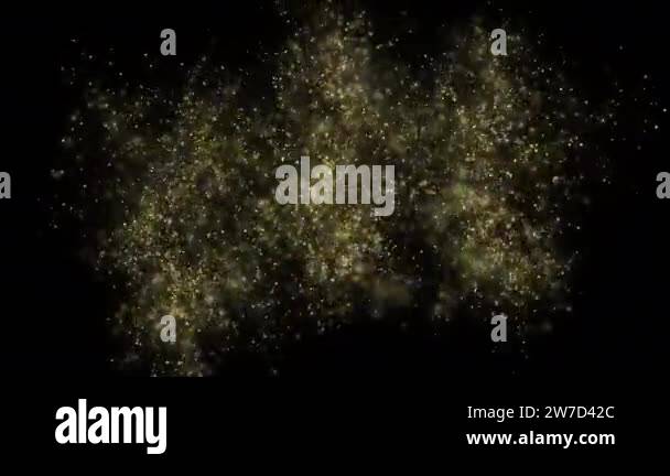 Explode gold dust particles slowly fall down. Dust particles background ...