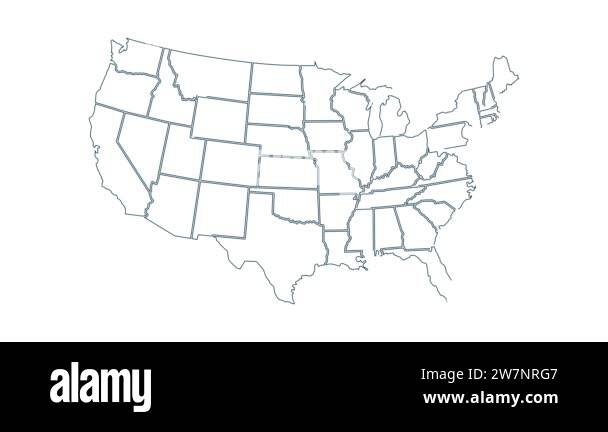 Line Map of United States of America - Line Map Of United States Of America Showing Different States Animated Usa Contiguous Lower 48 U S State Map On An Isolated Chroma Key Background 2w7nrg7 