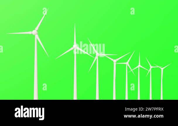 Wind Panel Animation Wind Turbines working Animation 3D Rendered on Green Screen in 4K ...