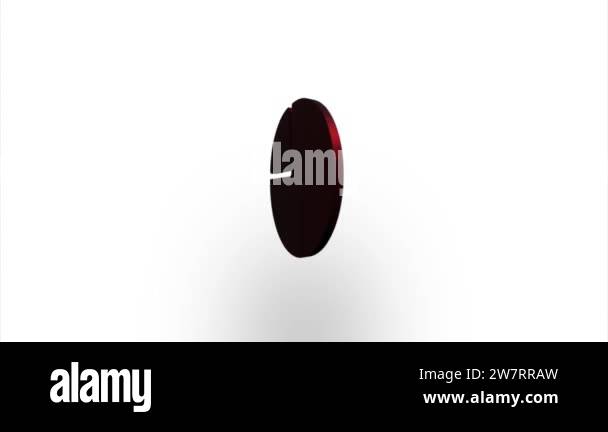 Red circle diagram icon flipping, rotation. Elegant 3d realistic light ...