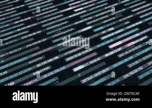 Computer security concept with random code and password text. Animation ...