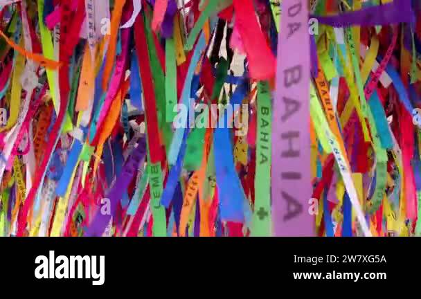 Colorful ribbons of Bonfim church in Salvador, Bahia, Brazil. Faith ...