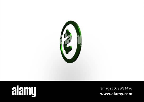 Green dollar symbol icon flipping, rotation. Elegant 3d realistic light ...