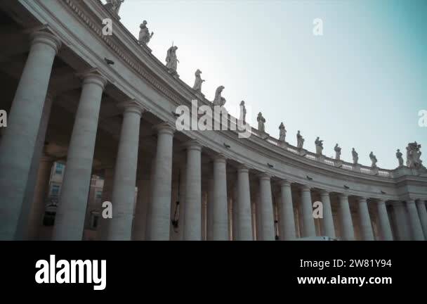 Majestic marble columns on the square of St. Peters Basilica Church ...