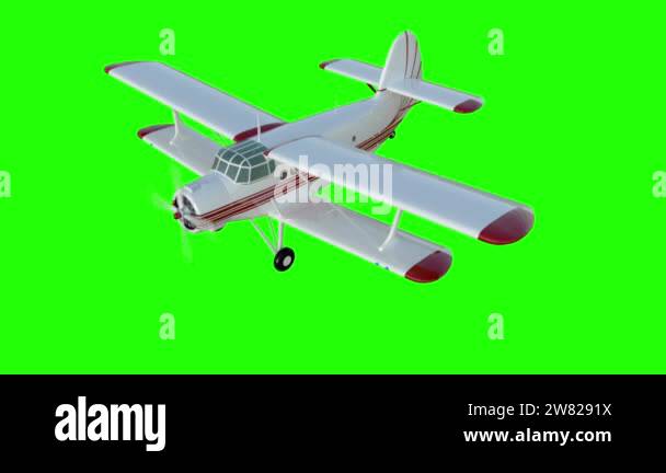 The antonov An-2 bi-plane. Old white plane. Realistic physics animation ...
