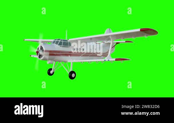 The antonov An-2 bi-plane. Old white plane. Realistic physics animation ...