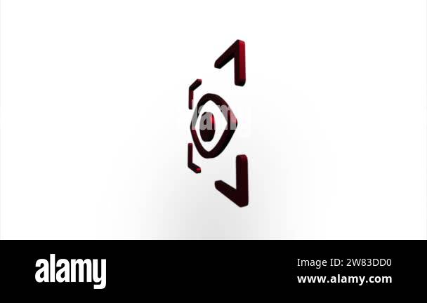 Red eye scan icon flipping, rotation. Elegant 3d realistic light render ...