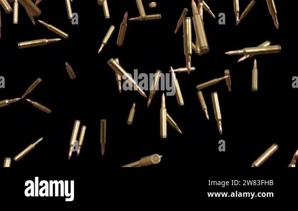 Lots of Bullets Falling Down. Black background with Luma Matte.Rifle ...