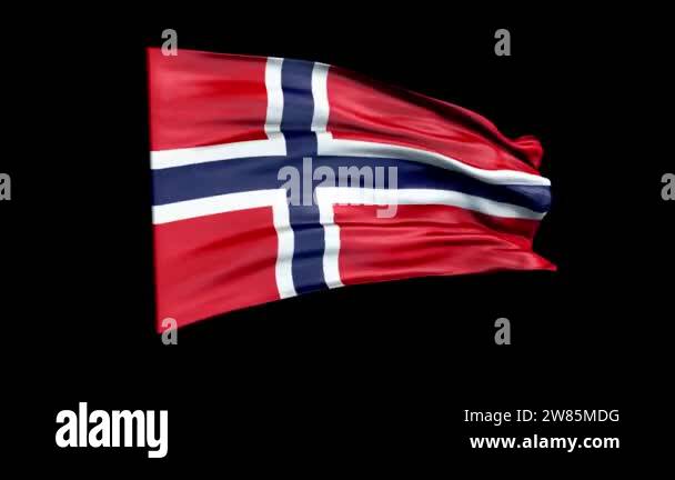 Realistic Norway flag is waving 3D animation. National flag of Norway ...