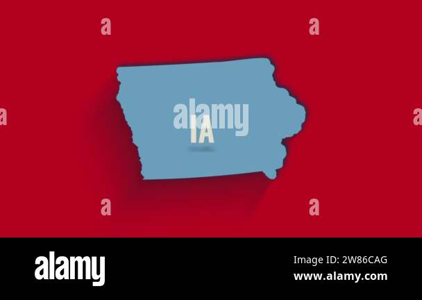 3d animated map showing the state of Iowa from the United State of ...