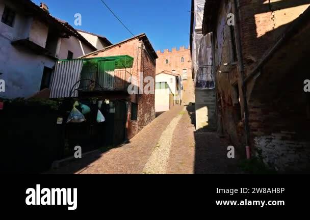 Montemagno, Piedmont, Italy. Pov footage walking along one of the