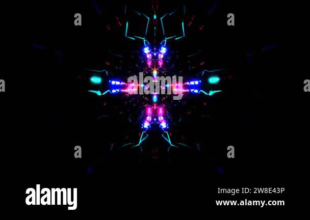 4K loop 3D animation. Abstract neon lines move in space. Seamless VJ ...