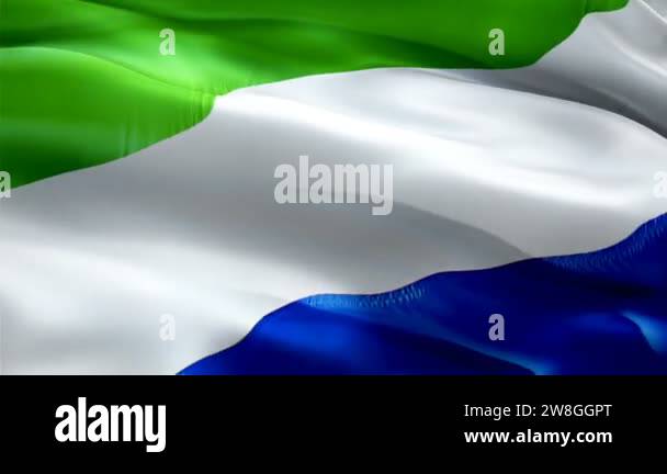 Sierra Leone flag Motion Loop video waving in wind. Realistic Salone ...
