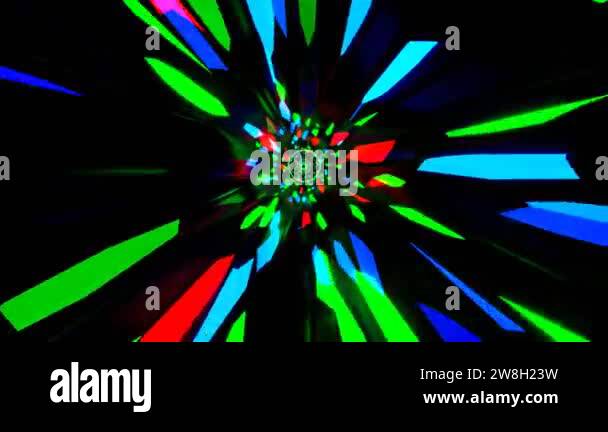 4K loop 3D animation. Abstract neon lines move in space. Seamless VJ ...