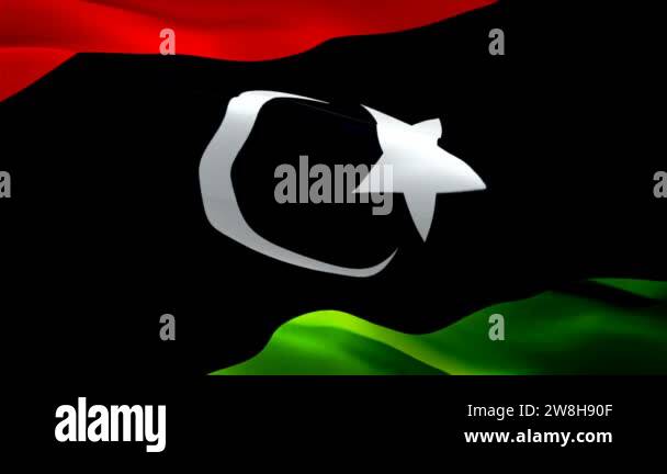 Libya flag Motion Loop video waving in wind. Realistic Libyan Flag ...
