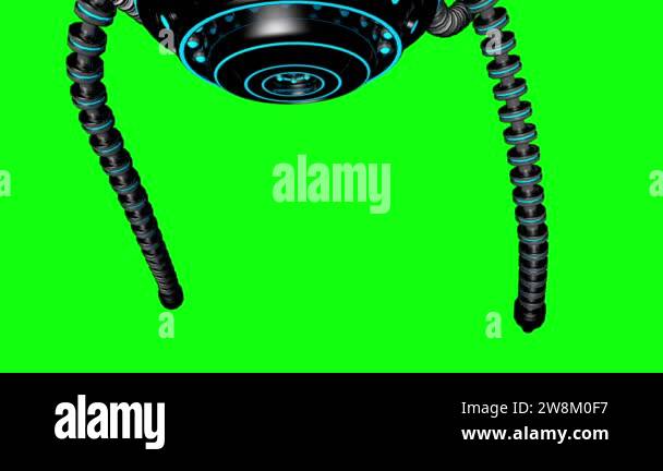 Futuristic robot dron with tentacles. Future concept. Animation. Green ...