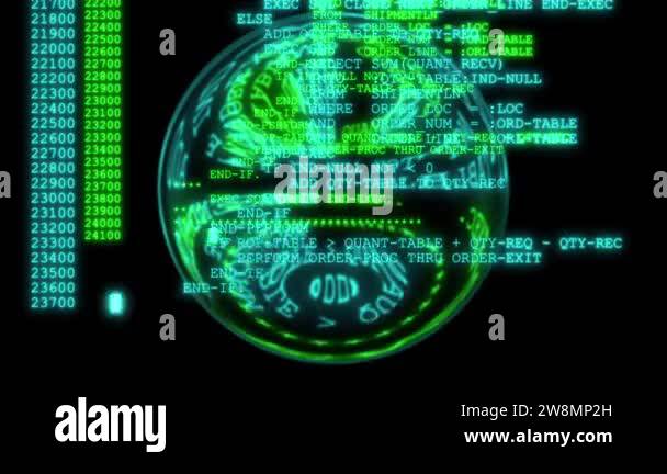 animation - Hacker code running down a computer screen terminal Stock ...