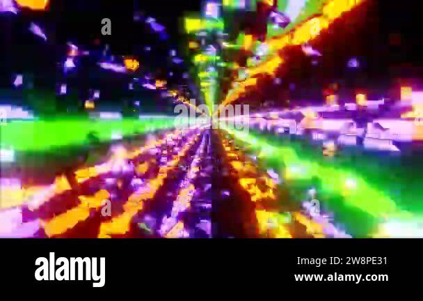 4K loop 3D animation. Abstract neon lines move in space. Seamless VJ ...