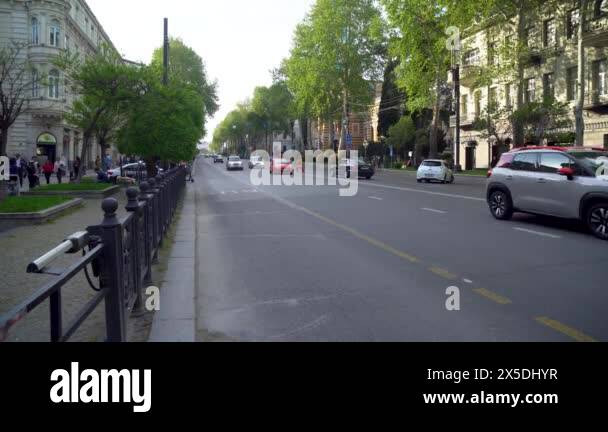 Tbilisi, Georgia - 20 April, 2024: Traffic on Rustaveli Avenue ...