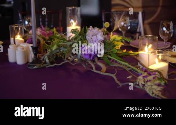 Wedding decor. Wedding interior. Table layout concept. Table decor of ...