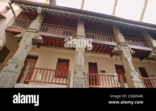 Interior of Sri Dalada Maligawa, Kandy, ornate wood carvings ...