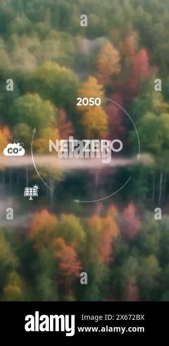 Net Zero Emissions by 2050 policy animation concept.Digital infographic ...