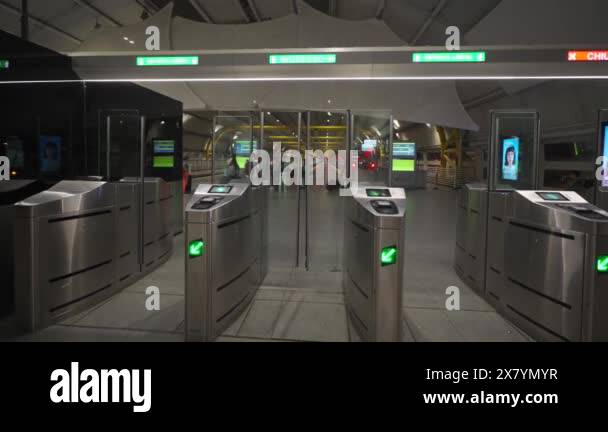 October 20, 2023. Rome, Italy. Turnstile for passage and fare payment ...