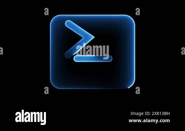 A glowing blue PowerShell icon on a black background, symbolizing ...