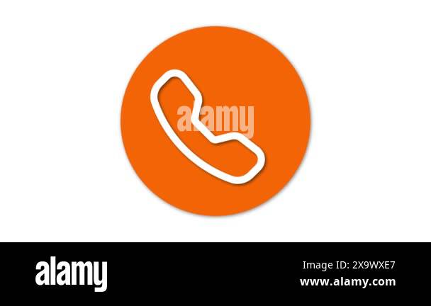 An orange circle with a white phone icon and an arrow pointing outward ...