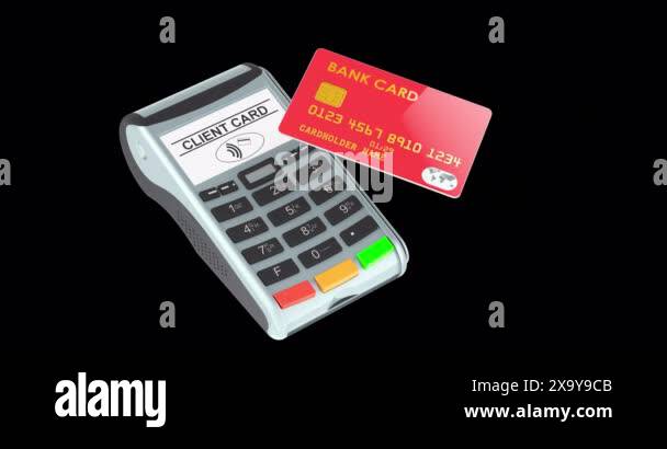 POS terminal with credit card, payment processing. Animation seamlessly ...