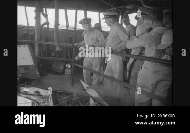 MARSHALL ISLANDS - 1946 - Vice Admiral Blandy is given an American flag ...