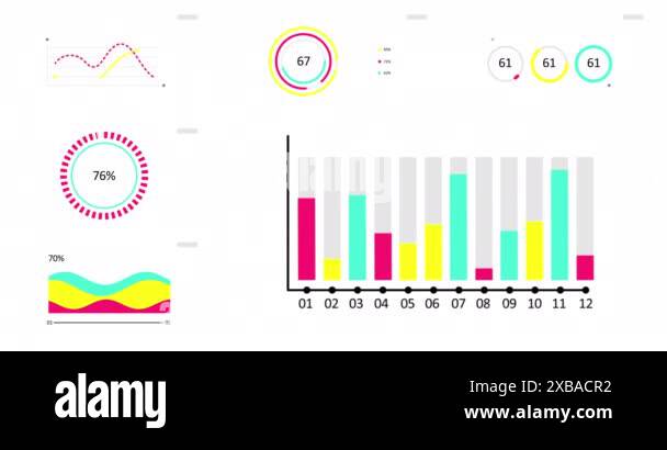 Animated Infographics set. Animation of seven different charts and ...