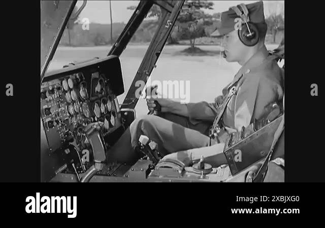 1956 - Hovering and takeoff in an Army H-19 helicopter at Fort Rucker ...