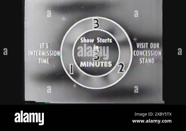 Intermission Timer 1960s - An animated timer shows drive-in patrons that they have three ...