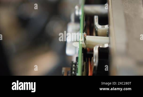 Detailed close-up of disassembled components of an electric car engine ...