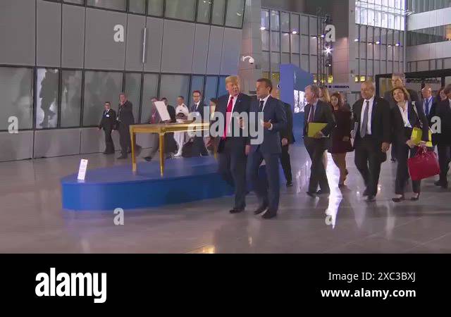 2018 U S President Donald Trump Moves Through A Crowd At The Nato