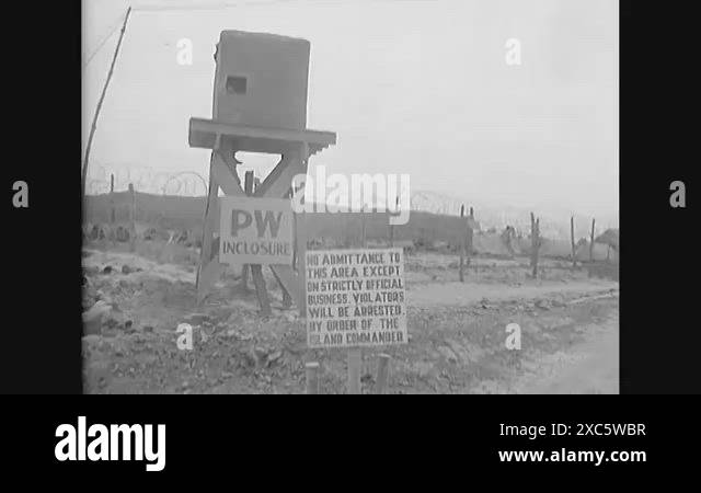1945 - Part of a film about a prisoner of war camp for Japanese ...