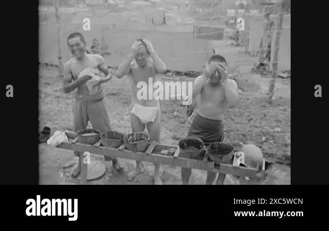1945 - Part of a film about a prisoner of war camp for Japanese ...