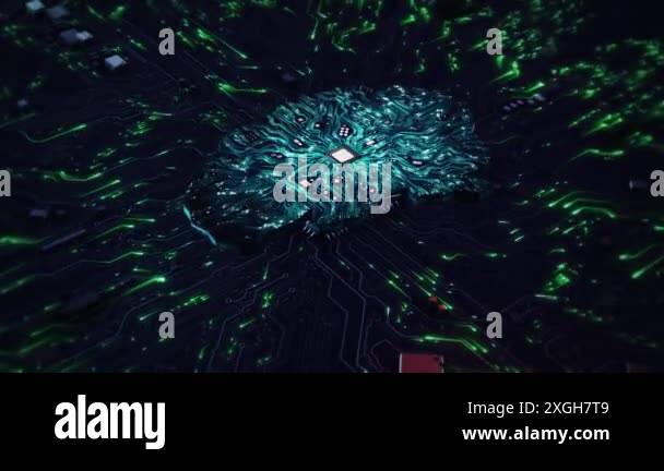 3D animation of digital chip Central Computer Processors CPU ...
