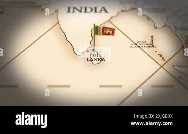 Sri Lanka flag showing on world map with 3D animation Stock Video ...