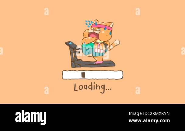 Loading Cartoon Animation Video on Orange and Green Screen Background ...