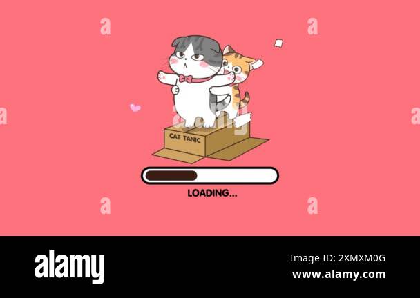 Loading Cartoon Animation Video on Pink and Green Screen Background ...
