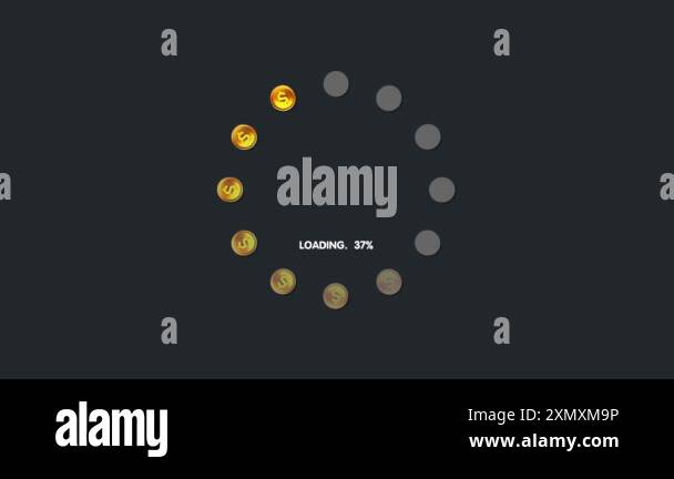 Loading Coin Loading Circle Video with gold coin. Loading Animation on Black and ...