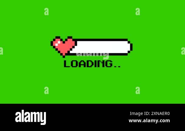 Retro Heart Pixel loading bar animation,Green Screen and loop animation ...
