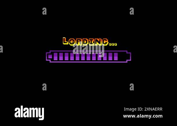 Retro hourglass Pixel loading bar animation,Black Background and loop ...