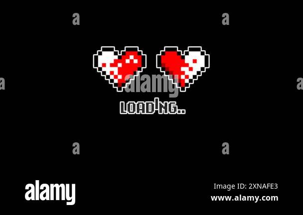 Retro Heart Pixel loading bar animation,Black Background and loop ...