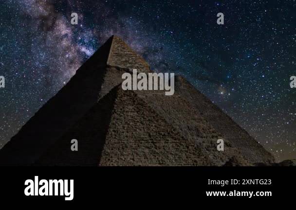 Egypt Milky Way Galaxy Over Pyramids of Giza Pan R in the Night Sky ...
