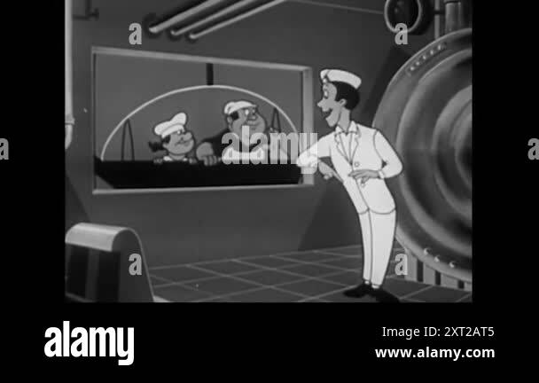 1955. Vintage animated film, the butcher and baker meet an ice cream ...