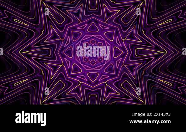Seamless loop animation of hypnotic mandala with smooth orange yellow ...