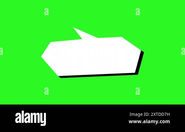 Animated white speech bubble with black outline on green background ...